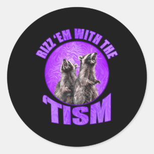Adesivo Redondo Raccoon Autista Meme Divertido Rizz Em Com O Tism