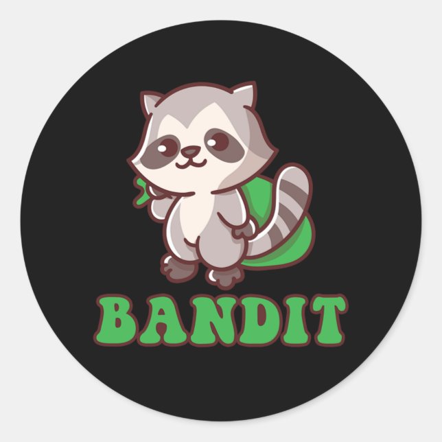 Adesivo Redondo Raccoon Bandit Trash Forest Fome (Frente)