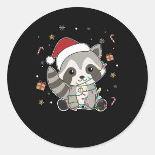 Adesivo Redondo Raccoon Christmas Snow Winter Raccoons