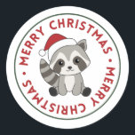 Adesivo Redondo Raccoon Christmas Snow Winter Raccoons Classic Rou<br><div class="desc">O guaxinim do Natal como um cartão de saudação. Animais engraçados com presentes e neve nas férias. Também é engraçado para o natal em julho. Os guaxinins são animais bonitos e perfeitos para o Natal.</div>