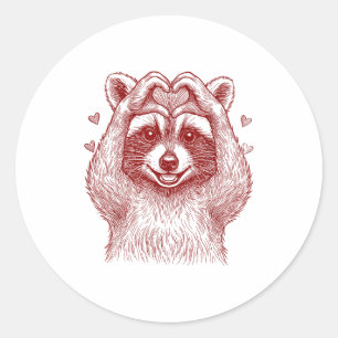 Adesivo Redondo Raccoon Dia dos Namorados Engraçado Raccoon Feral 