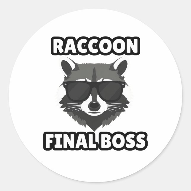Adesivo Redondo Raccoon Final Boss Sticker (Frente)