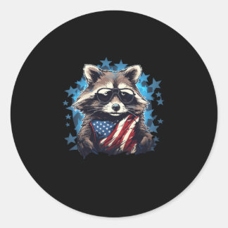 Adesivo Redondo Raccoon orgulhosamente Bandeira dos EUA Lover Pand