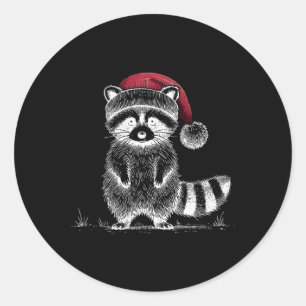 Adesivo Redondo Raccoon Santa Hat Lo Panda Raccoon