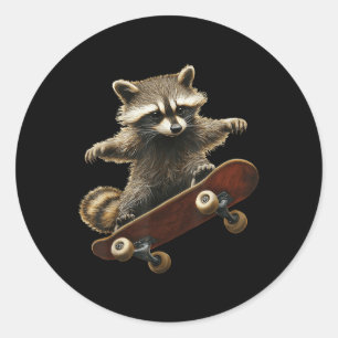 Adesivo Redondo Raccoon Skateboard Skateboard Graphic Engraçado