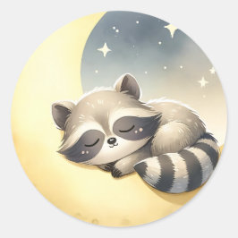 Adesivo Redondo Raccoon sobre as Crianças de Animais da Floresta d