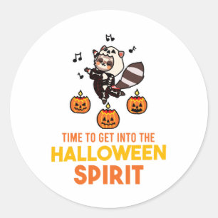 Adesivo Redondo Raccoon Spirit Halloween Pumpkin