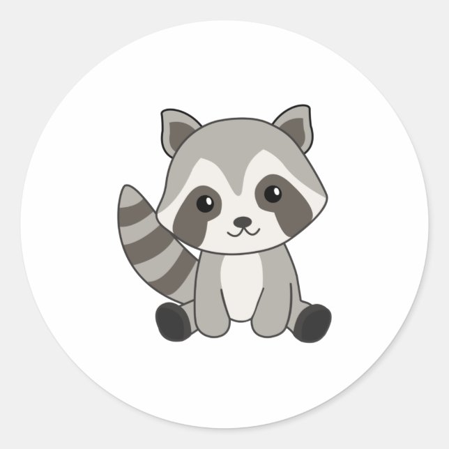 Adesivo Redondo Raccoon Sweet Animal For Kids Funny Raccoons (Frente)