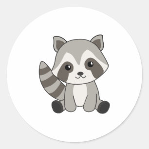 Adesivo Redondo Raccoon Sweets Para Crianças Raios Engraçados