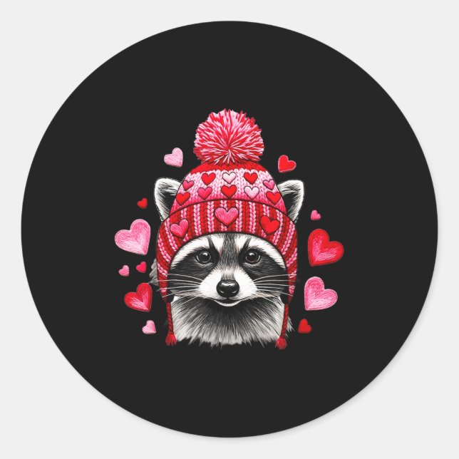 Adesivo Redondo Raccoon Valentines Day Funny Feral Raccoon Love He (Frente)
