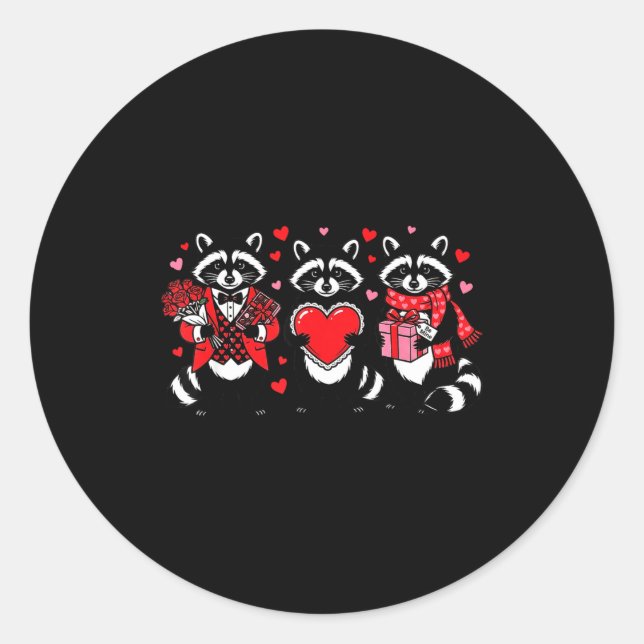 Adesivo Redondo Raccoon Valentines Day Funny Feral Raccoon Love He (Frente)