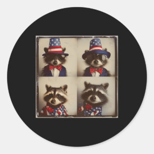 Adesivo Redondo Raccoon Vintage Photo Machine Style, Independência