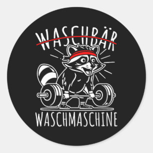 Adesivo Redondo Raccoon Washing Machine Raccoon Malhação Bodybuild