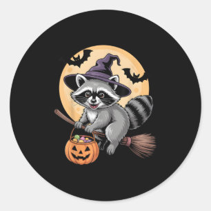 Adesivo Redondo Raccoon Witch Hat Pumpkin Halloween Costume Men Wo