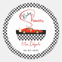Adesivo Redondo Race Car Boy Baby Shower | Little Racer Party