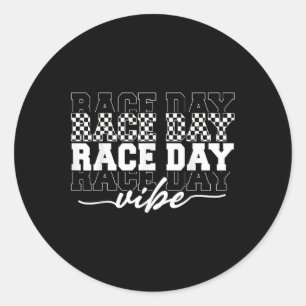 Adesivo Redondo Race Day Vibes Checkered Coquette Arco Racing M