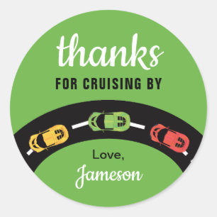 Adesivo Redondo Race Track Boys 4th Birthday Green