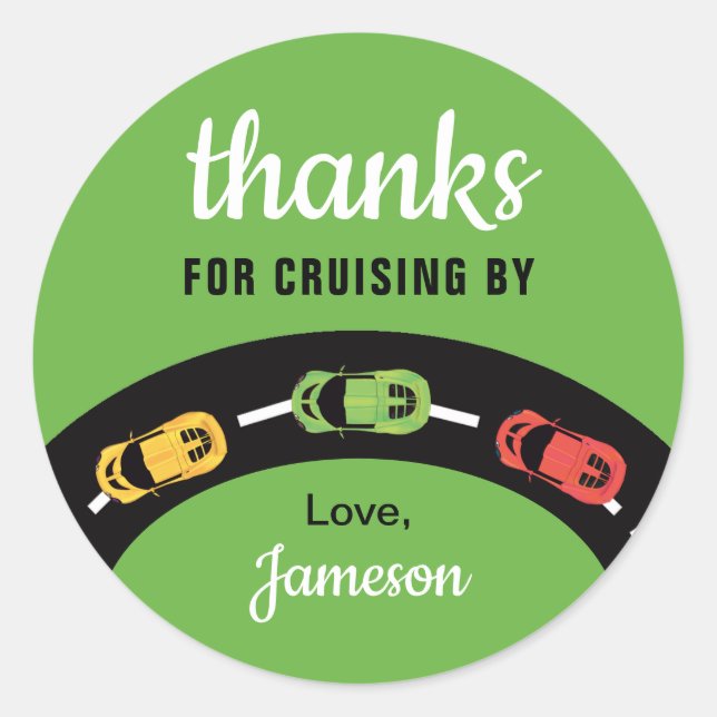 Adesivo Redondo Race Track Boys 4th Birthday Green (Frente)