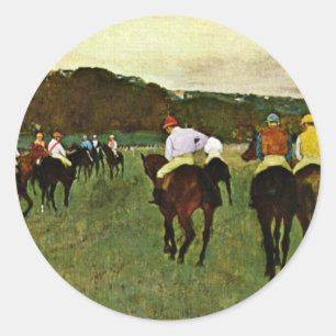 Adesivo Redondo Racecavalo Em Longchamp Por Edgar Degas