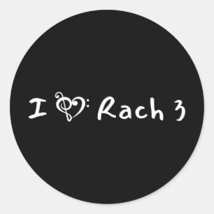 Adesivo Redondo Rach 3 Minimalista Texto Branco Música Clássica