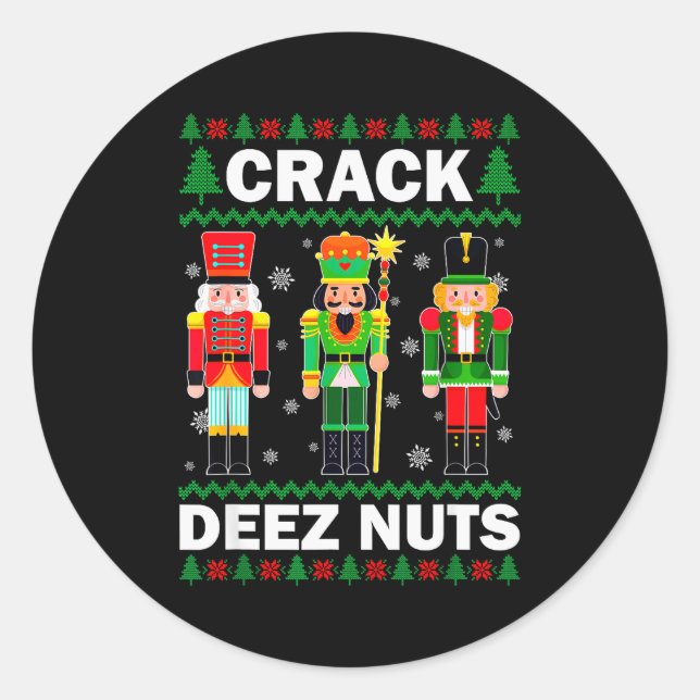 Adesivo Redondo Rache Deez Nuts Natal Divertido  (Frente)