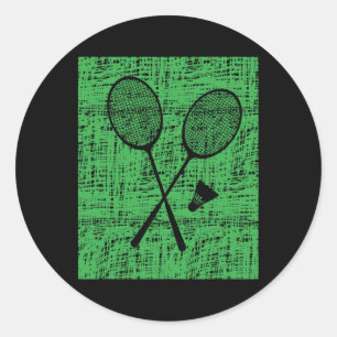 Adesivo Redondo Rackers De Badminton E Shuttle Vintage