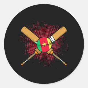 Adesivo Redondo Racket de críquete camaronês e ll bandeira dos Cam