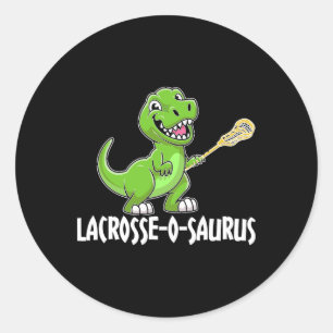 Adesivo Redondo Racket de Lacrosse T-rex Dino Lacrosse