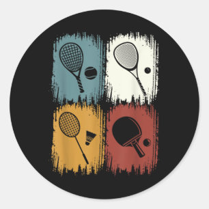 Adesivo Redondo Racketlon, Esporte de Torneio Com 4 Disciplinas 
