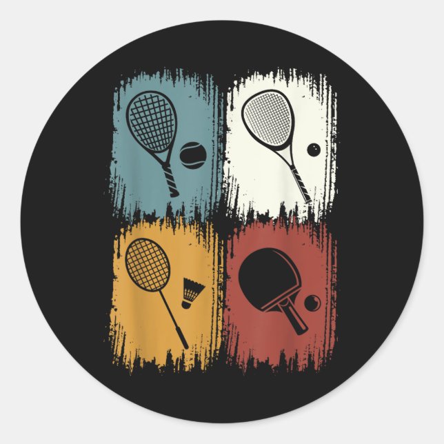 Adesivo Redondo Racketlon, Tournament Sport With 4 Disciplines  (Frente)