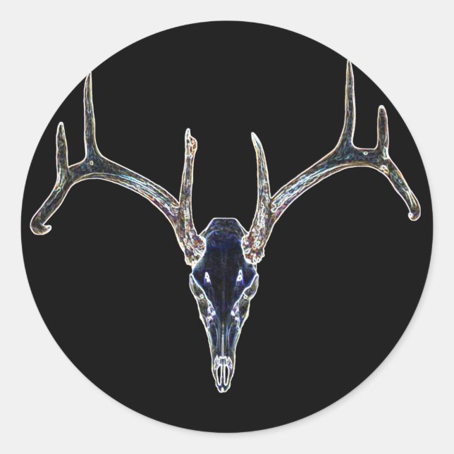 Adesivo Redondo Rackgrafix Neon Buck Skull Sticker, Round (Frente)