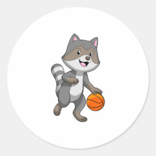 Adesivo Redondo Racoon como jogador de basquetebol