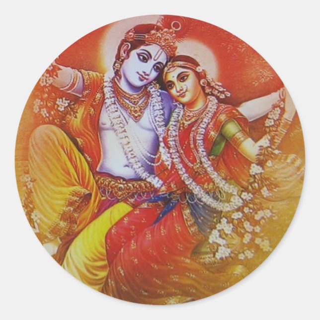 Adesivo Redondo Radha Krishna Sticker (Frente)