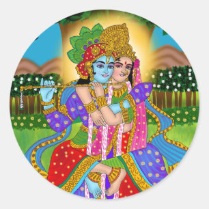 Adesivo Redondo Radha Krishna Sticker