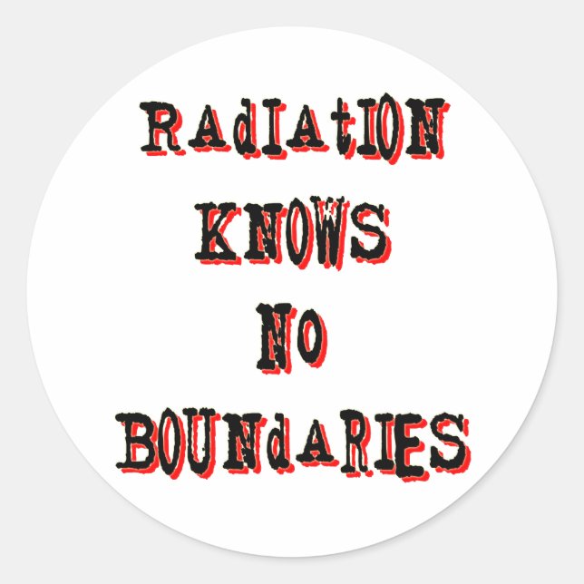 Adesivo Redondo Radiação Não Conhece Limites Antinuclear (Frente)
