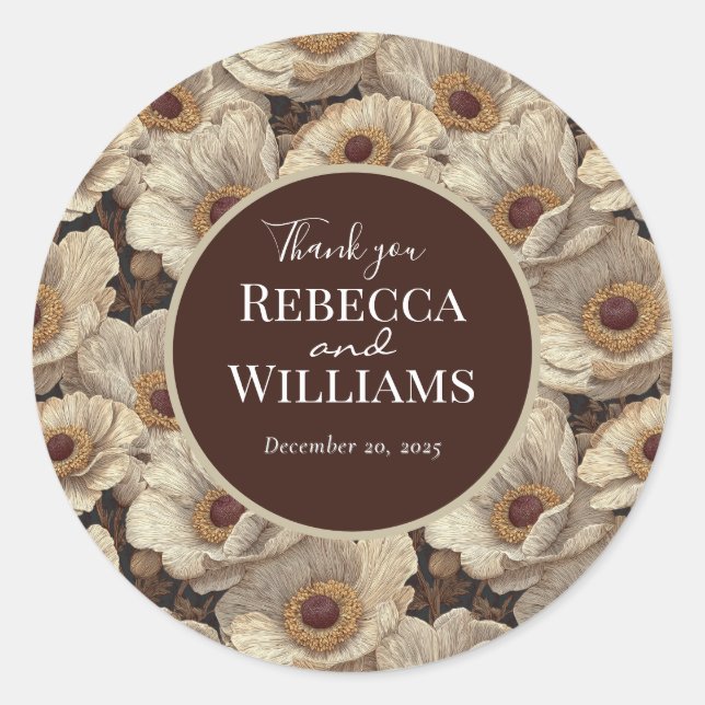 Adesivo Redondo Radiant Anemones Garden Garden Wedding (Frente)