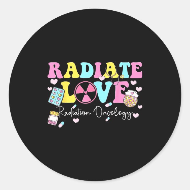 Adesivo Redondo Radiate Love Radiation Oncology Valentine's Day Ra (Frente)