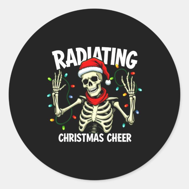 Adesivo Redondo Radiating Christmas Cheer Skeleton Christmas Light (Frente)