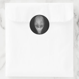 Adesivo Redondo Radiografia de Crânio de Alien