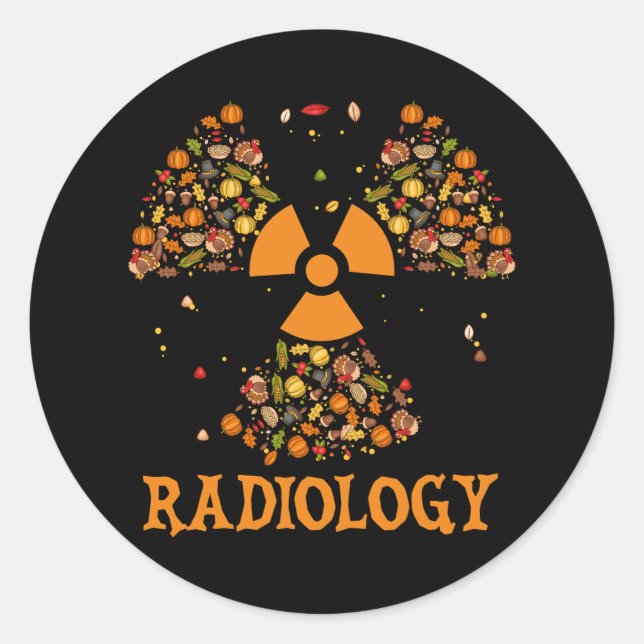 Adesivo Redondo Radiologia de queda radiologista de ação de graças (Frente)
