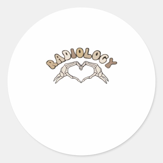 Adesivo Redondo Radiologia Esqueleto Mãos Cardíacas Clássicas (Frente)