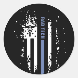 Adesivo Redondo Radiologia Tech American Blue Line Flag