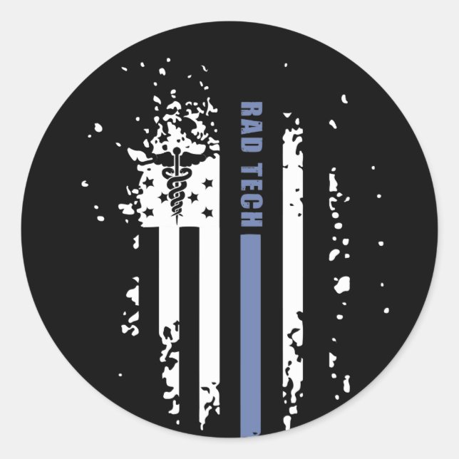 Adesivo Redondo Radiologia Tech American Blue Line Flag (Frente)