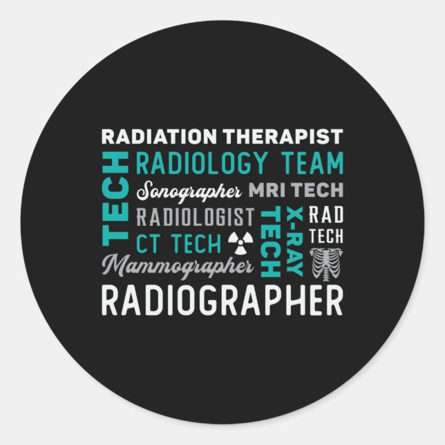 Adesivo Redondo radiologia tecnológica radiológica Terapista Xray  (Frente)