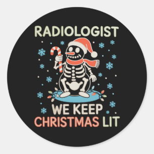 Adesivo Redondo Radiologista Nós Mantém Lista de Natal Boneco de N