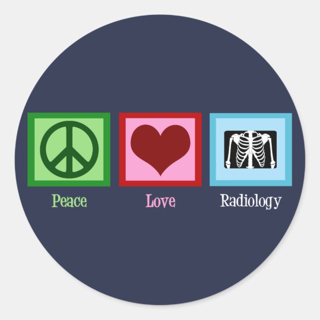 Adesivo Redondo Radiologista Peace Love Radiology Chest X-Ray Tech (Frente)