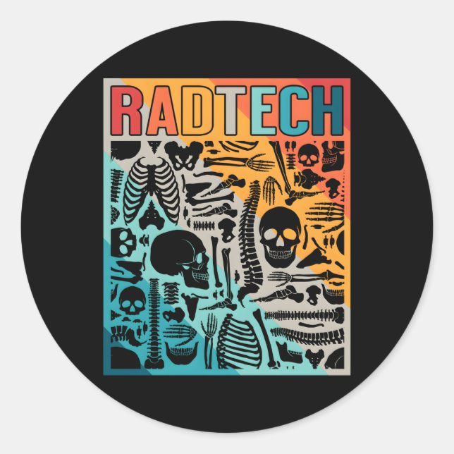 Adesivo Redondo Radiologista Tecnologia X-Ray Mri Cat Scan (Frente)