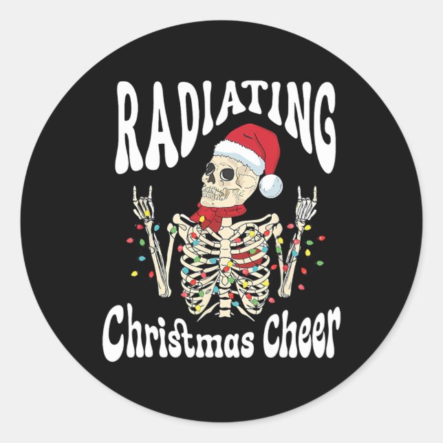 Adesivo Redondo Radiology Radiating Christmas Cheer X-ray Rad Tech (Frente)
