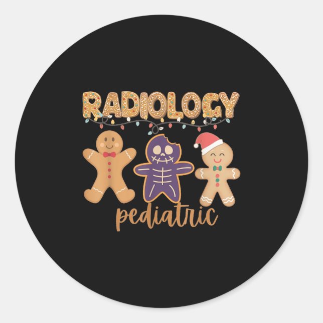 Adesivo Redondo Radiology Tech Pediatric Christmas Gingerbread Man (Frente)