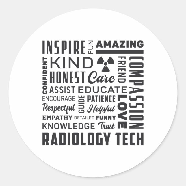 Adesivo Redondo Radiology Tech Technologist Rad Tech X-Ray Tech (Frente)
